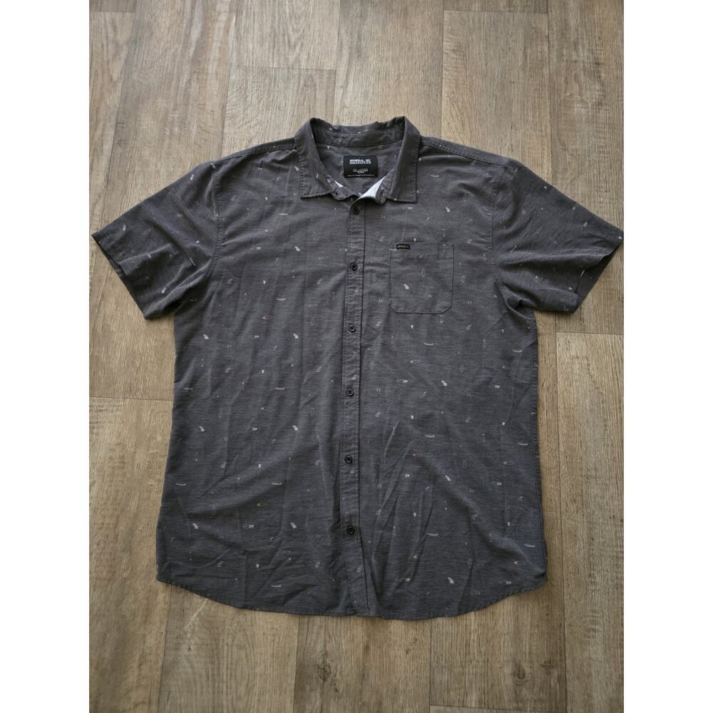 O'NEILL TRVLR Series Size XXL Gray Surfboard Print Short Sleeve Button-Up Shirt - Picture 2 of 7